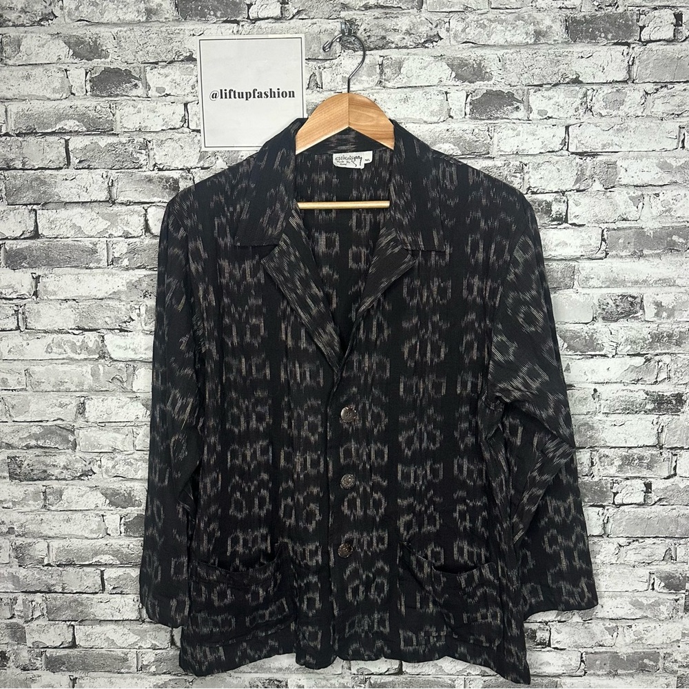 EUC Chico's Made By Hand Black and White Textured Blazer Size M/L